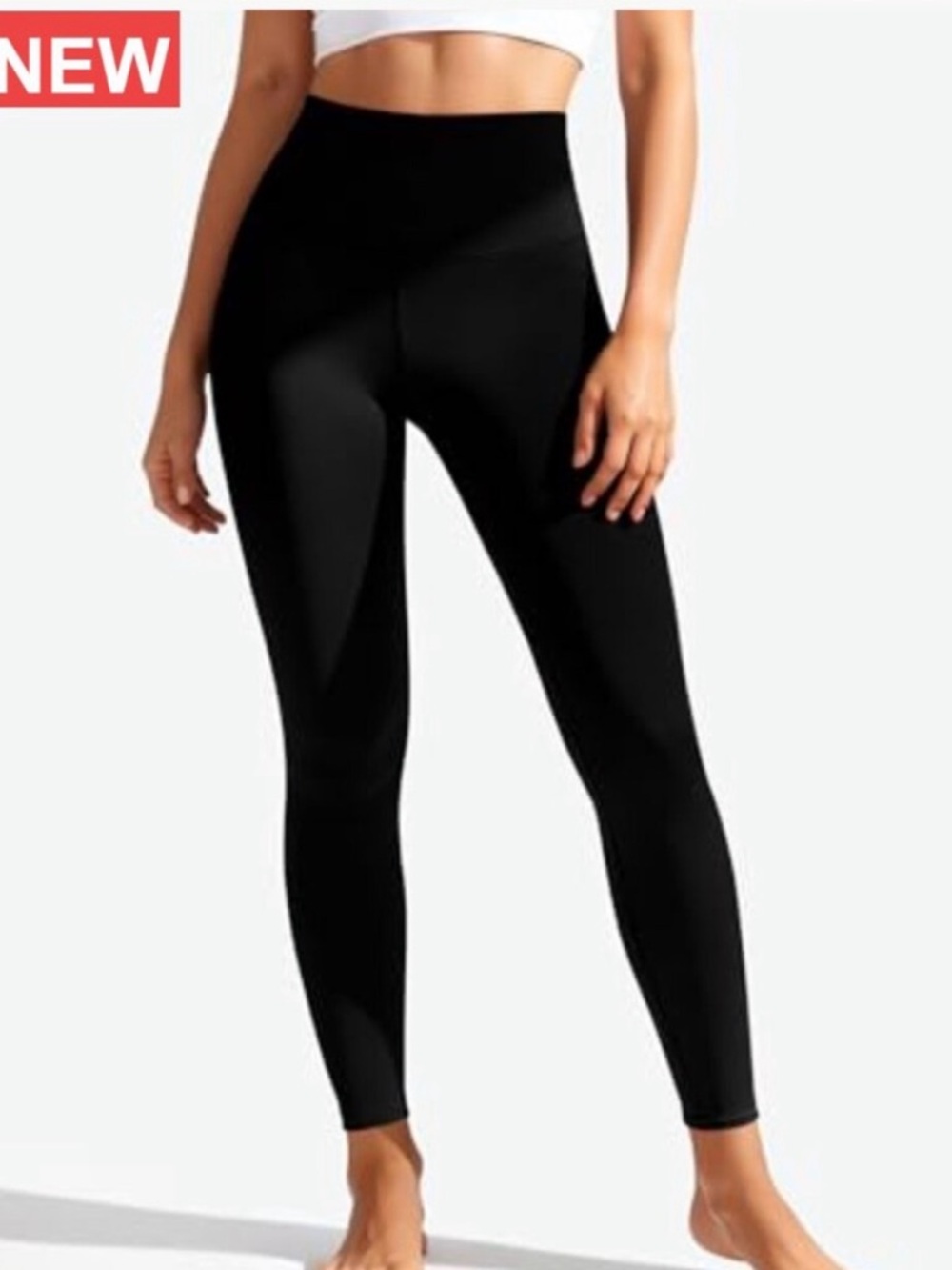 Essential Black High Waisted Non-See Through Stretch Leggings Tummy Control - Picture 4 of 7